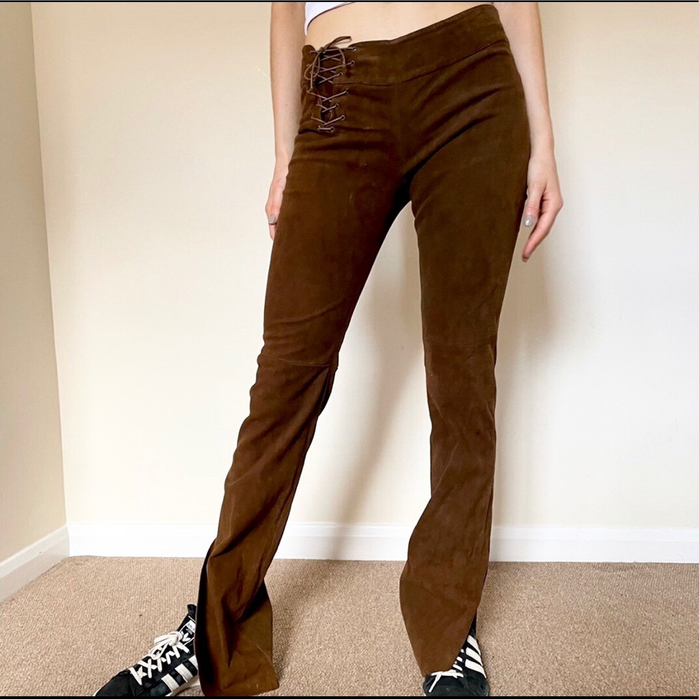 Y2k Plein Sud Chocolate Suede Leather Pants